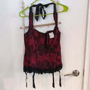 Frederick's of Hollywood Black and Red Lace Bustier